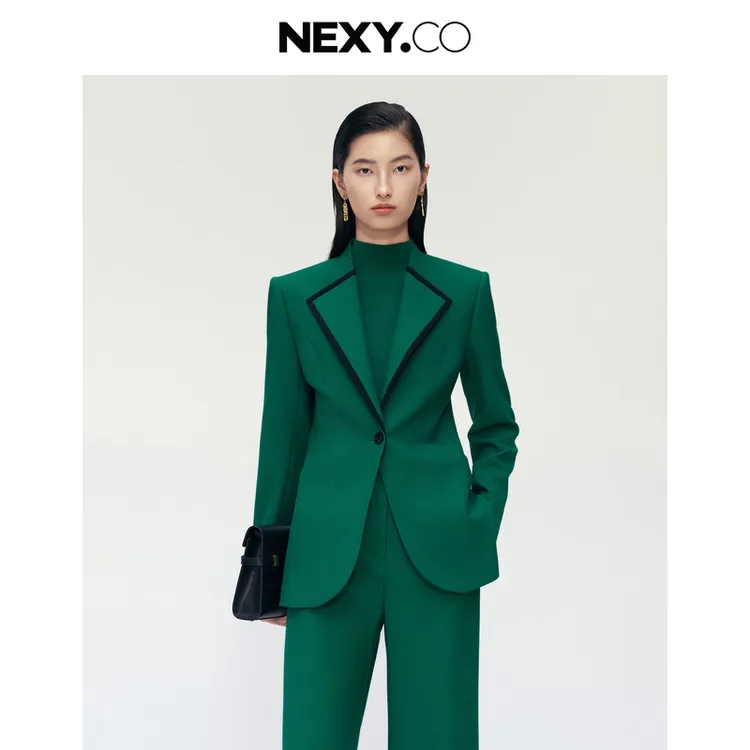 NEXY.CO/奈蔻气质时尚长袖休闲奈蔻绿秋季外套XA02285I5