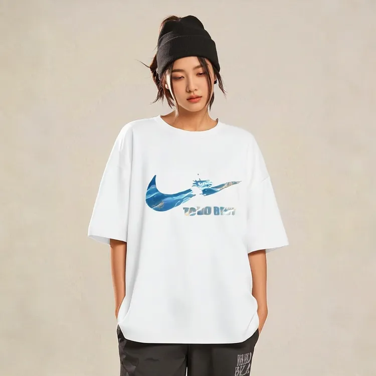 UOSU女士夏季爆款女款美式圆领宽松T恤休闲百搭黑色纯棉短袖t恤