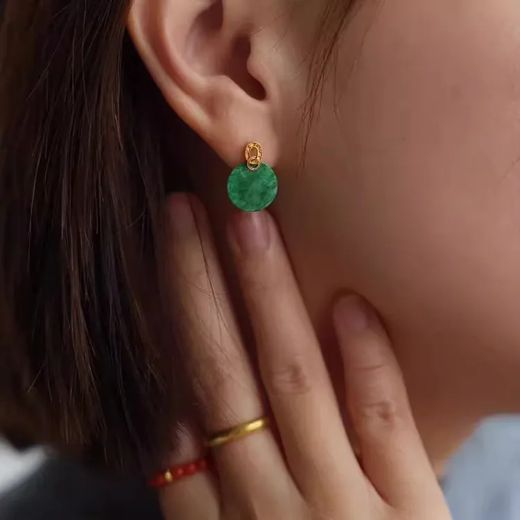 铜合金耳饰 耳饰上春山复古新中式耳钉飘花轻奢国潮气质东方美学