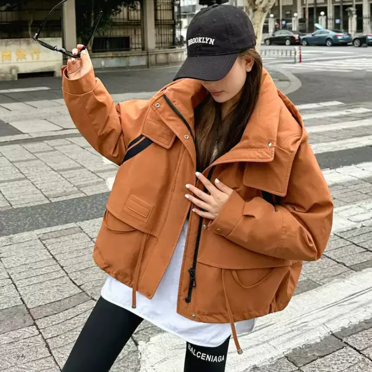 短款加厚棉服女2025年冬季新款韩版时尚宽松连帽设计感派克服外套