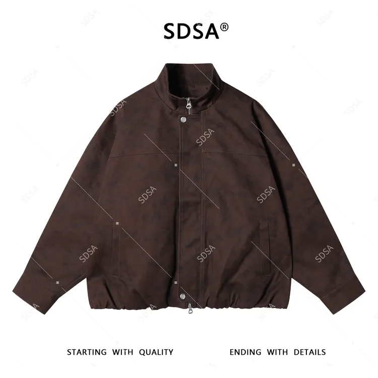 SDSA男士2025新款轻奢痞帅男装扎染立领拉链按扣外套复古百搭夹克
