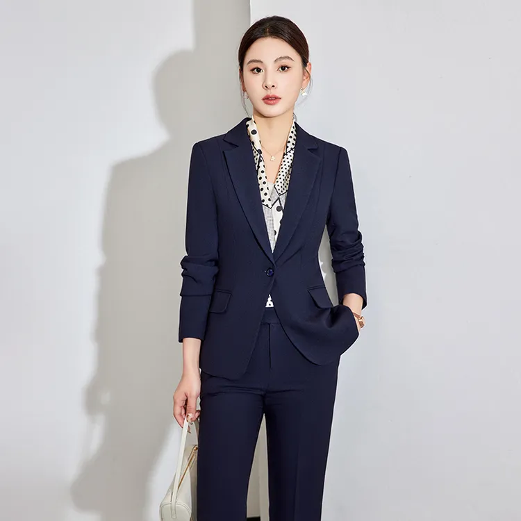 职业西装套装女单粒扣通勤ol商务工作服气质工装面试正装简约长袖