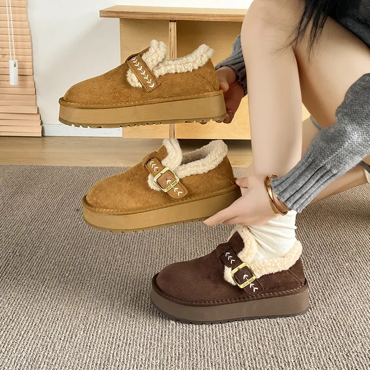 DIETIYA/蝶缇娅厚底雪地靴冬季爆款加绒加厚复古勃肯鞋毛毛保暖鞋