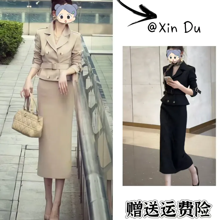 2025秋季新款时尚显瘦气质女士网红洋气两件套百搭款D22733