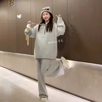 LIRUI【奇趣饼干】秋冬新款长袖毛衣宽松型设计感连帽针织套装
