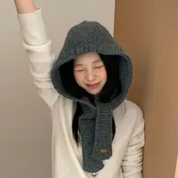 秋冬保暖针织毛线拉法帽子女韩系皮标防寒纯色护耳雷锋帽潮