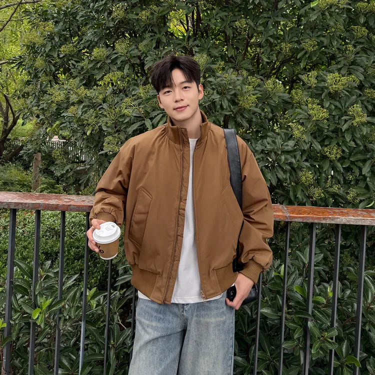 秋冬新国标90白鸭绒羽绒服廓形飞行夹克美式短款bomber保暖棉服潮