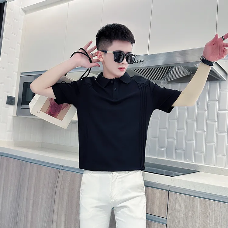 2025夏季新款休闲POLO衫男透气高品质肌理感百搭帅气翻领短袖T恤