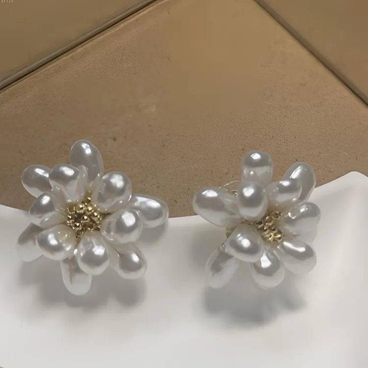 非金属亚克力耳饰 女植物花卉手工法式耳钉饰品东大门