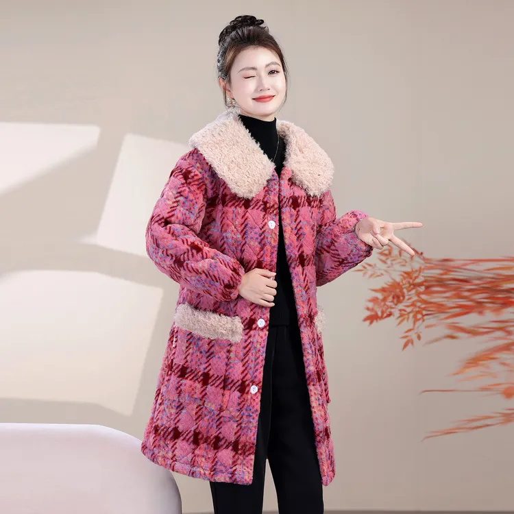 【洋气省服】翻领棉衣保暖厚款冬装小香风洋气长款棉服女装中长款