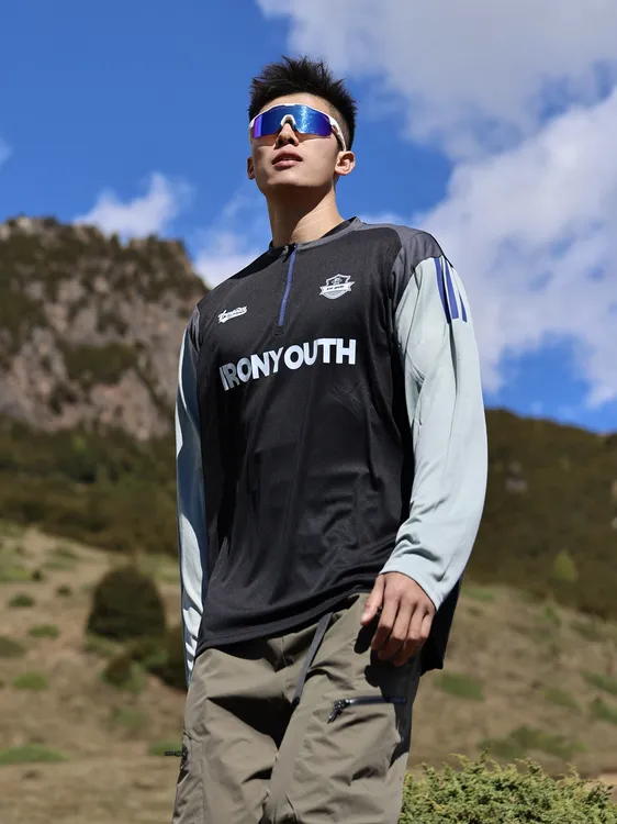 IRONYOUTH美式半拉链速干运动长袖T恤健身衣服男训练篮球上衣秋冬