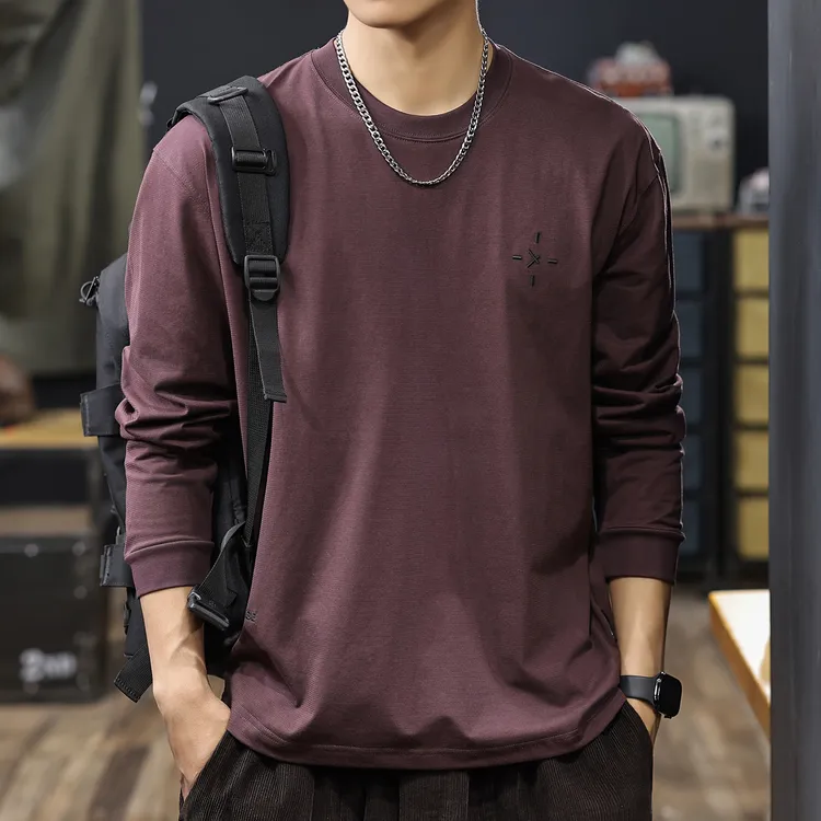 U&PURA2025秋季新款长袖T恤男潮牌宽松休闲内搭打底衫男士衣服