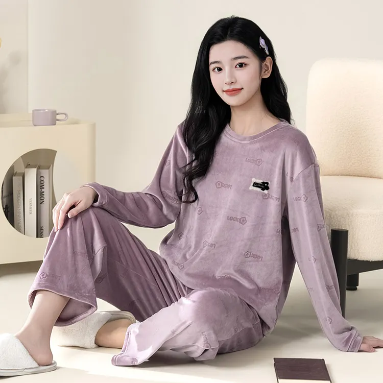 海岛绒女士睡衣2025新款爆款秋冬季加绒加厚保暖珊瑚绒家居服套装