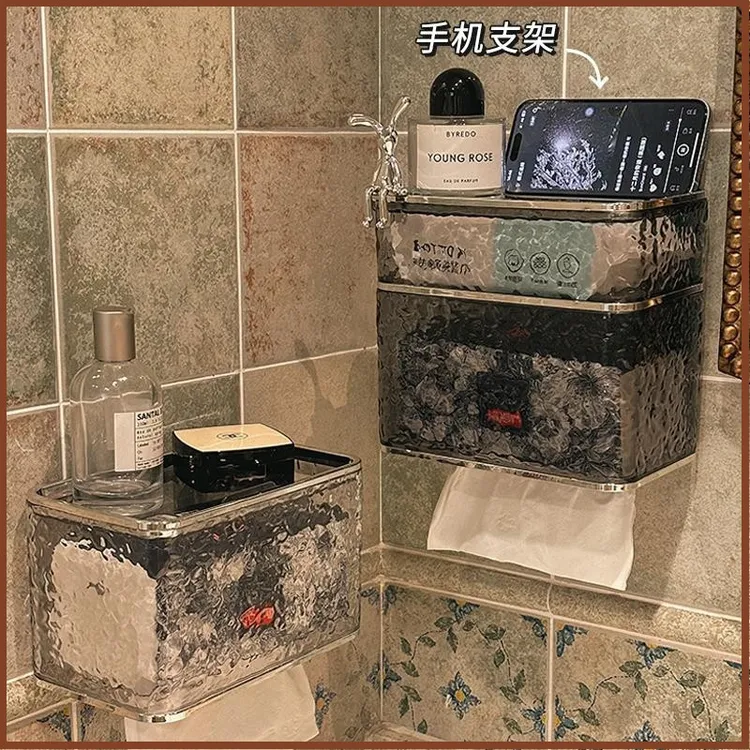 卫生间厕纸盒免打孔厕所纸巾盒卫生纸置物架新款家用壁挂式抽纸盒