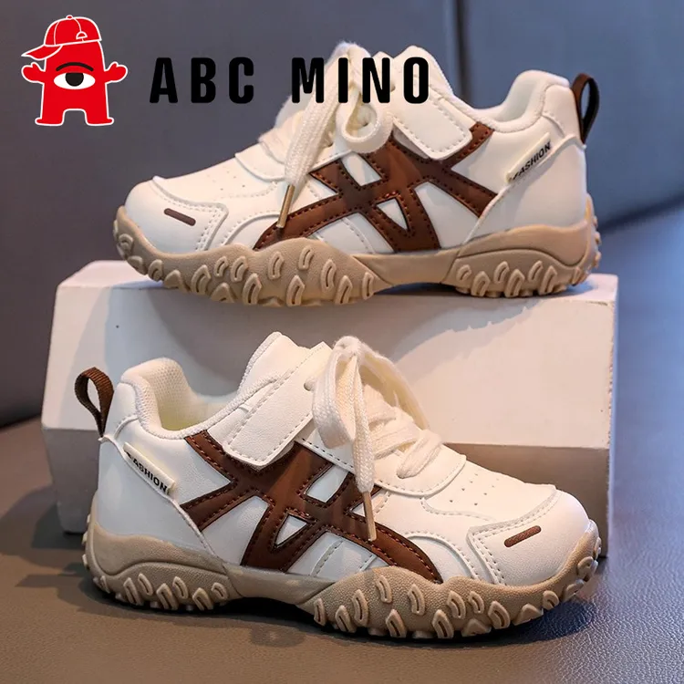 ABC MINO女童鞋子运动鞋秋季2025新款儿童皮面德训鞋女孩防滑跑步