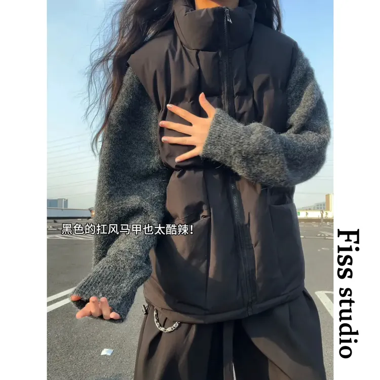 立领棉马甲男2025冬季加厚保暖坎肩棉衣外套慵懒宽松无袖棉服秋冬