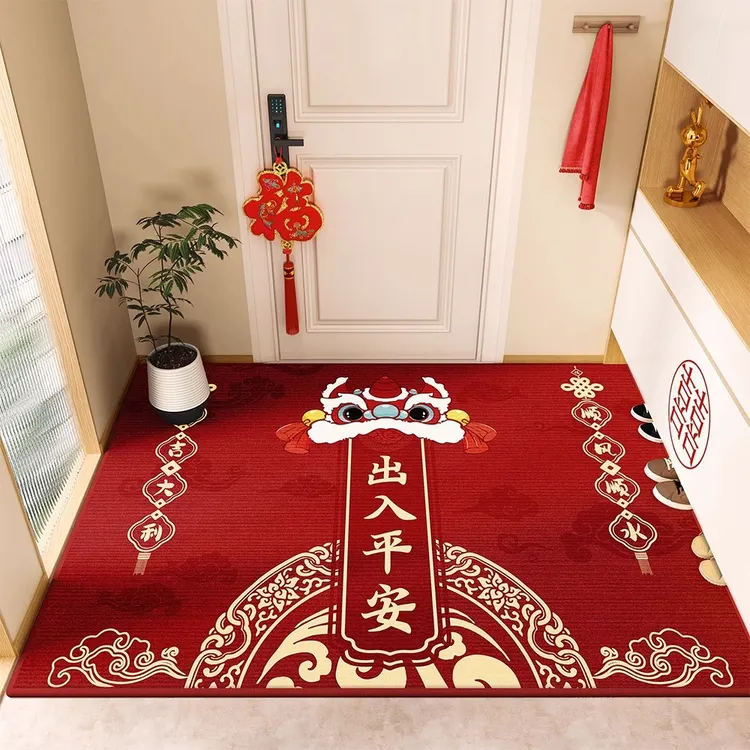 新年入户门地垫家用脚踏垫进门门口玄关地毯红色喜庆地毯乔迁垫子