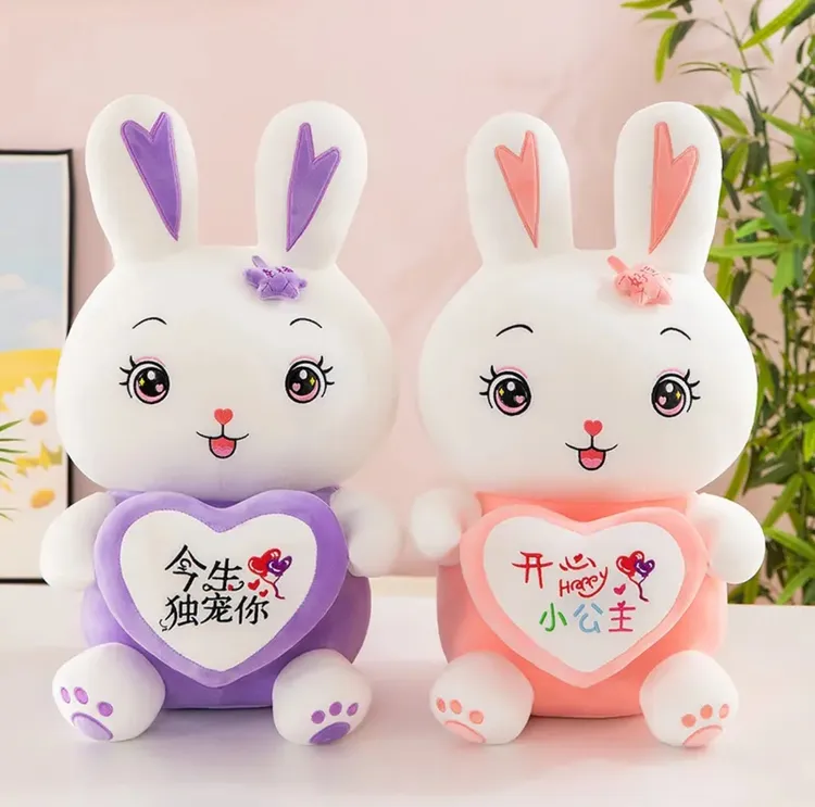 星星眼抱心兔公仔毛绒玩具坐版幸福兔可爱玩偶礼物送女生儿童生日