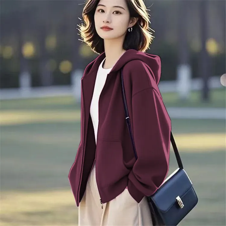 加绒冬季新款卫衣外套女宽松休闲百搭显瘦休闲大码韩版长袖上衣