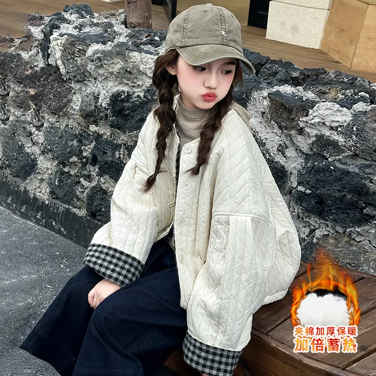 女童秋冬款外套2025新款儿童洋气加厚上衣冬季大童时髦衣服12岁潮