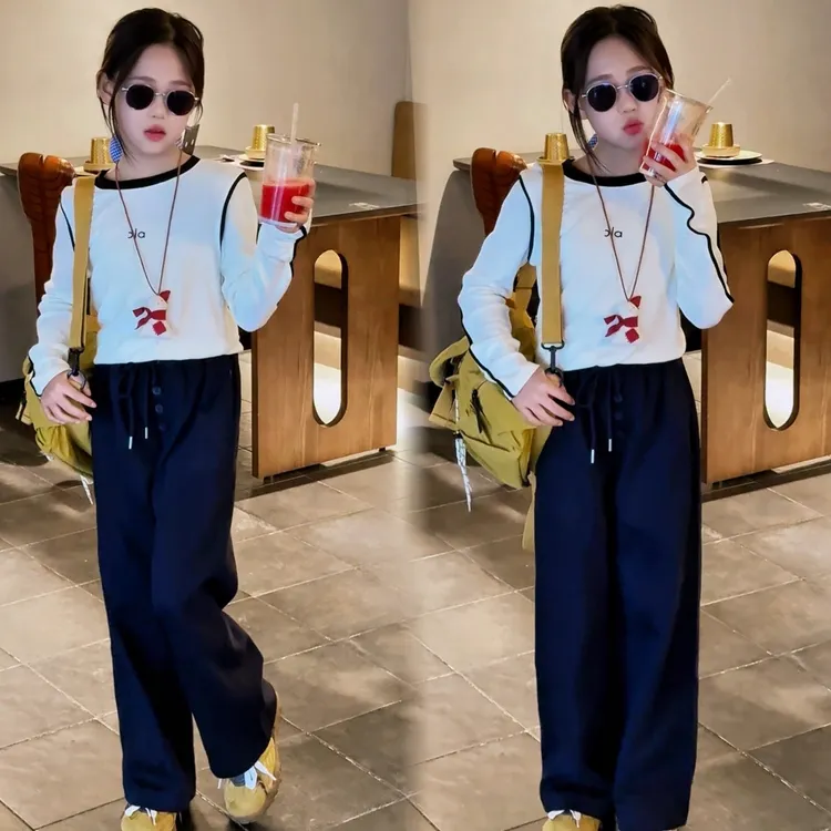 女童春秋款卫裤套装中大童洋气休闲显瘦时尚打底衫+裤子两件套潮8