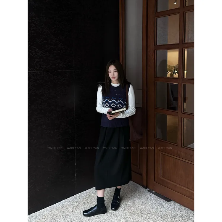 【黑巴克】“Y毛裙 ”静奢质感混纺百搭A字花苞伞裙半身裙-8602