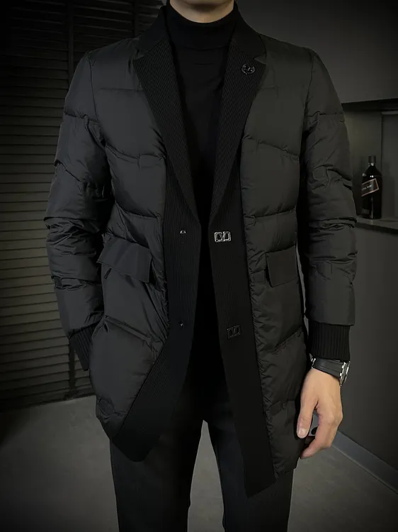 KING&GUCH【白鸭绒】秋冬季休闲百搭针织领羽绒西服82978