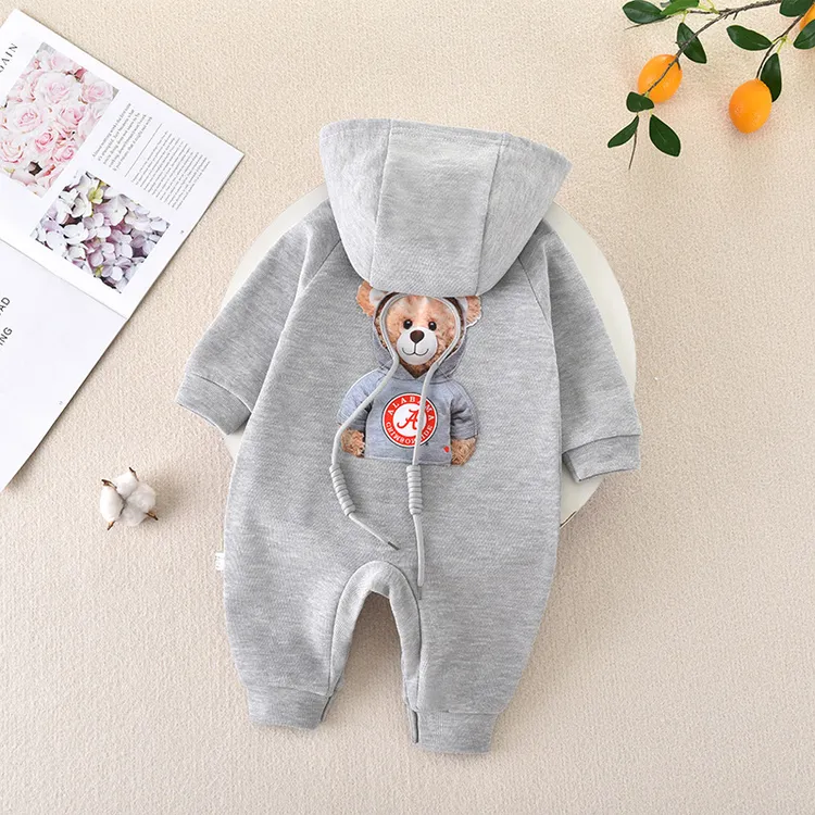 新品巴拉巴拉新生儿拉链哈衣春秋满月婴儿衣服连帽爬服0-18个月男