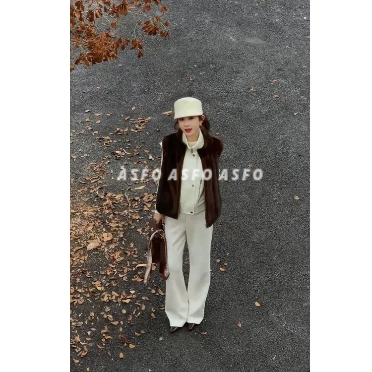 【AS京圈儿】25新原色经典进口水貂双面穿立领马甲AS25QM00550
