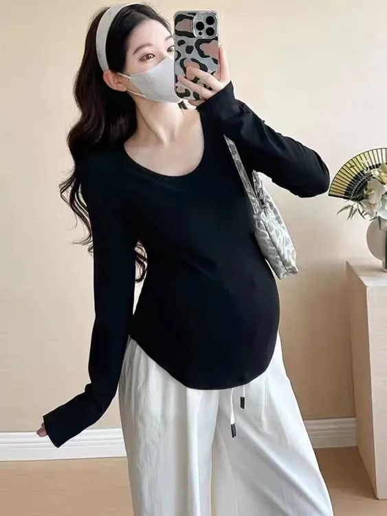 【运费补贴5-7米】秋冬孕妇长袖上衣2025修身显瘦T恤女孕妇打底衫