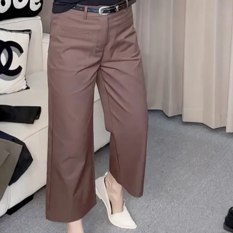 早秋新款高腰阔腿修身9分裤洋气时尚