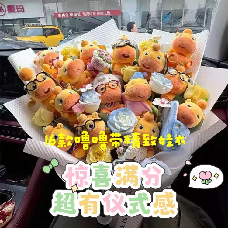 【精致娃衣】水豚噜噜花束换装可爱毛绒玩具创意生日礼物闺蜜情侣