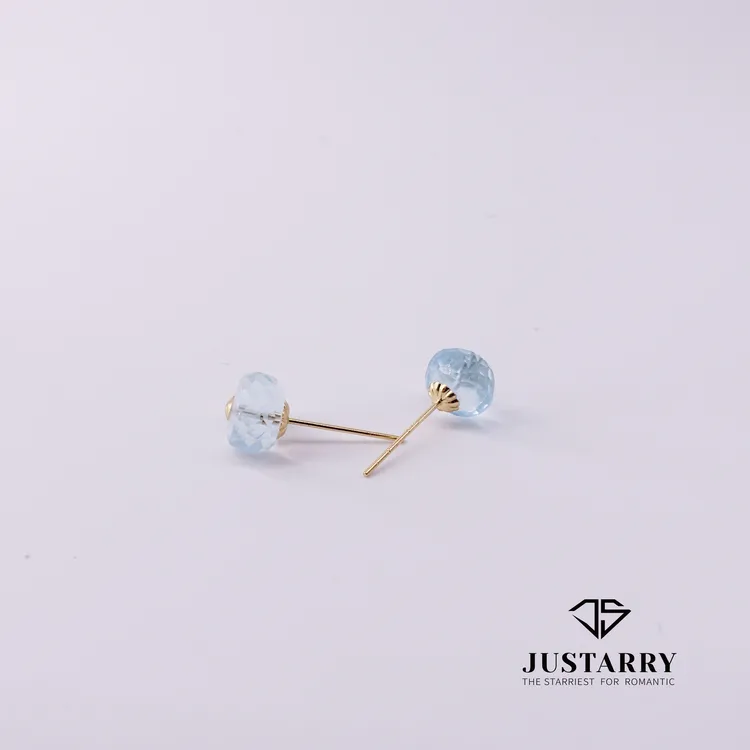 JUSTARRY【直播福利】18k金天然托帕石耳钉一对清晰百搭时尚贵气 