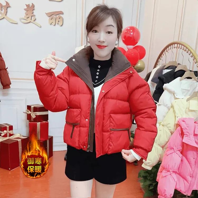 时尚加厚保暖棉服短款外套女2025冬季新款小个子洋气棉袄百搭棉衣