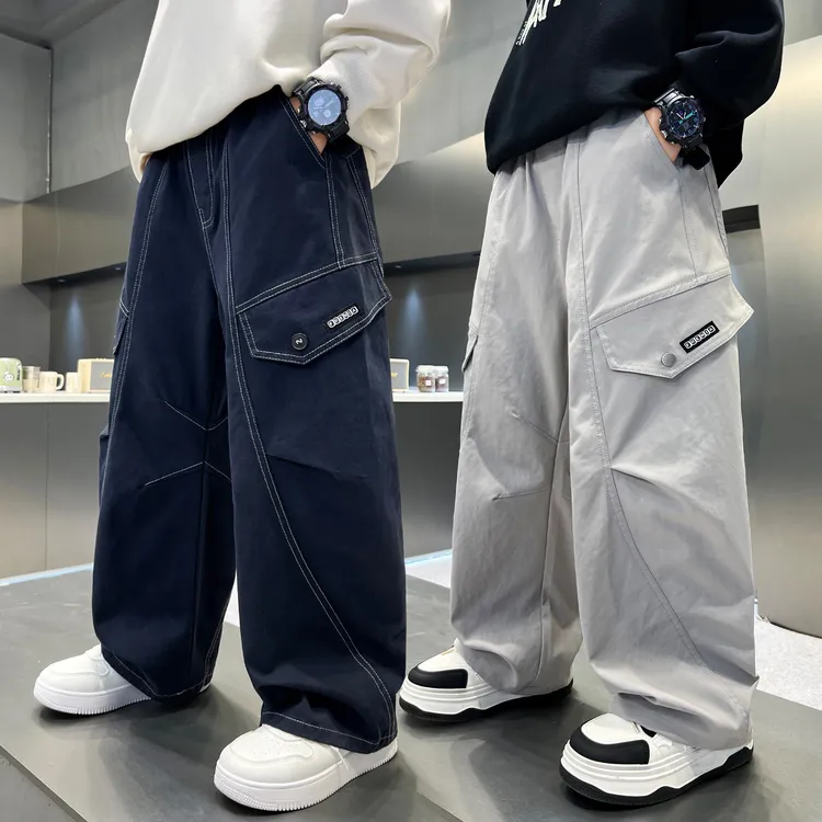 男童春秋款洋气工装裤2025新款儿童秋装韩版直筒裤子男孩宽松长裤
