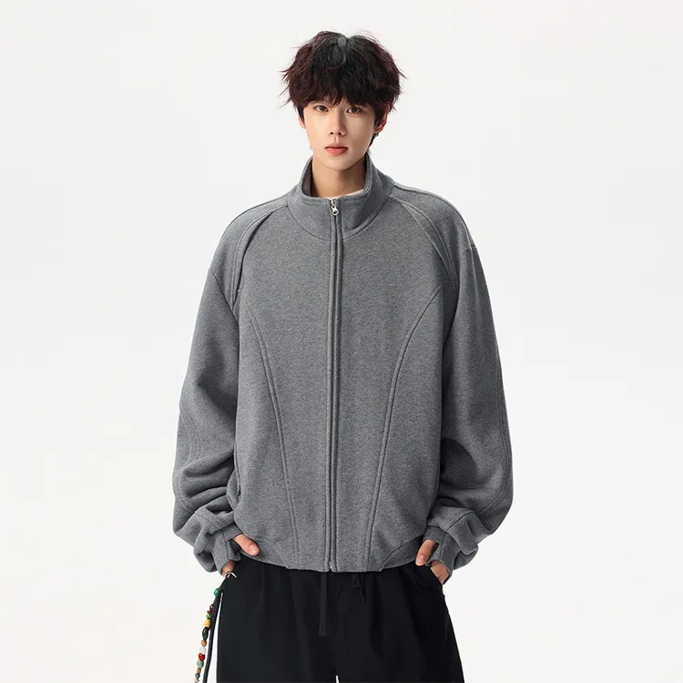 美式复古解构拼接立领卫衣男秋季cleanfit短款高级感休闲百搭外套