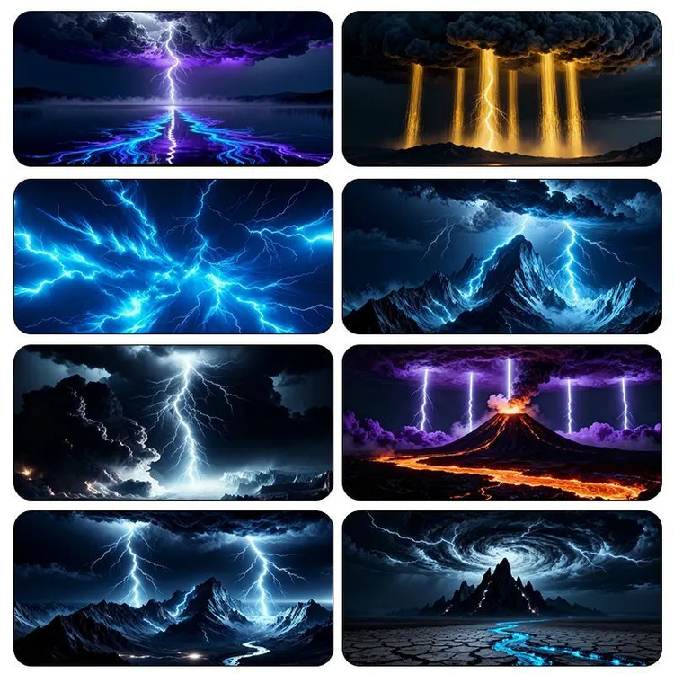 新款闪电定制鱼缸背景贴纸3D高清溪流水族箱造景装饰壁纸正胶贴纸