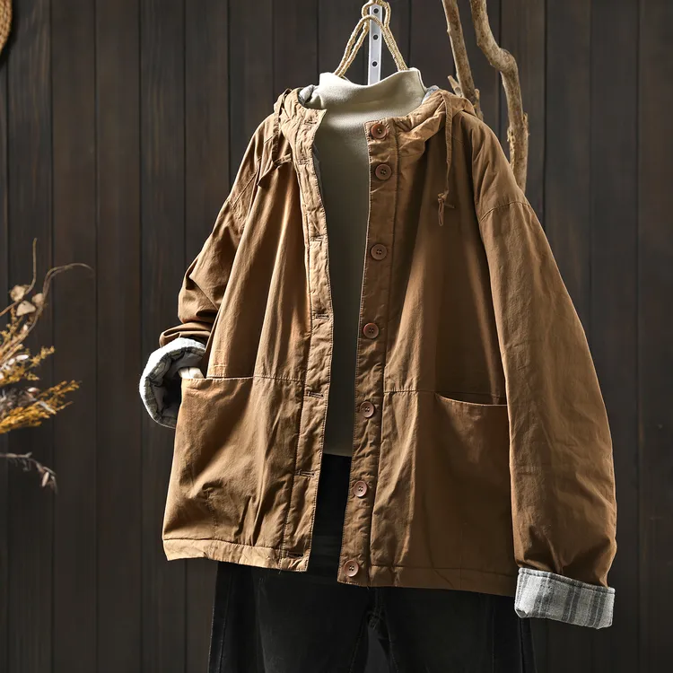 巨好看的冬季外套女2025新款连帽夹棉气质高级感洋气宽松休闲上衣