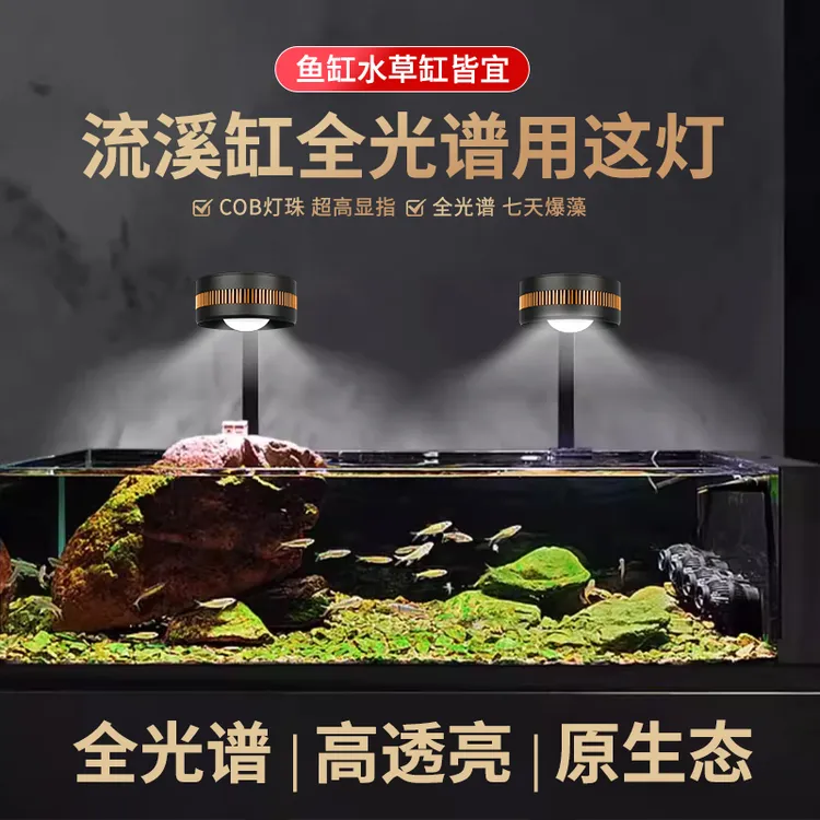 全光谱鱼缸灯筒灯爆藻增艳专用超亮水草观赏鱼原生溪流缸适用照明
