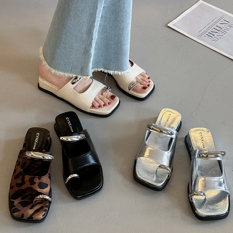 贾不假拖鞋女夏外穿2025新款潮流复古百搭鞋子小个子厚底法式凉拖