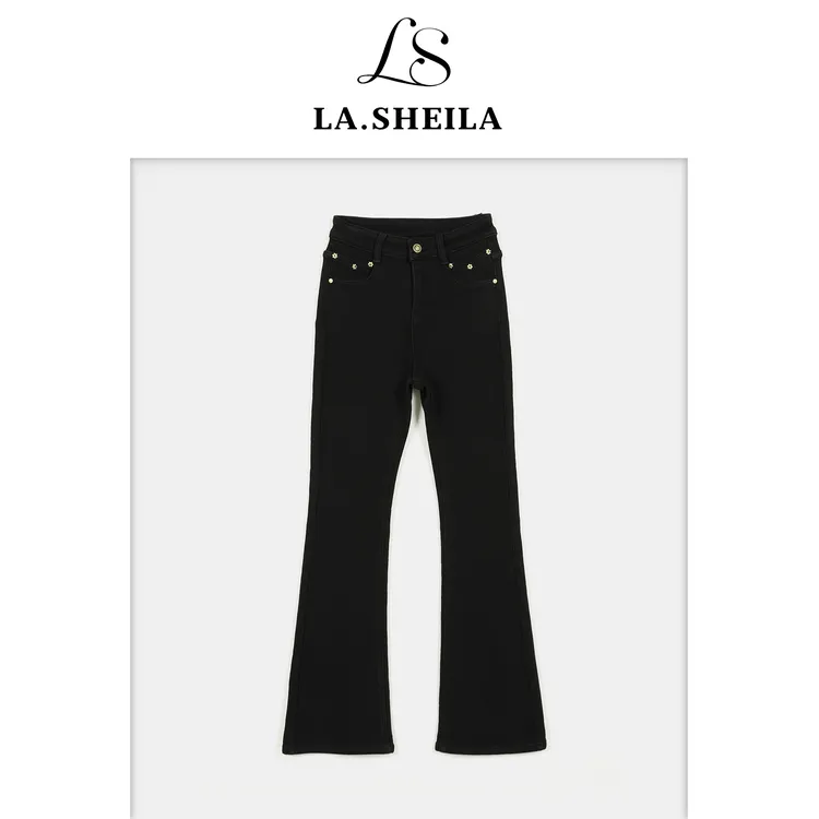 LA.Sheila“美人腿”小花钉珠遮肉微喇牛仔裤253-KZ/1019-7117