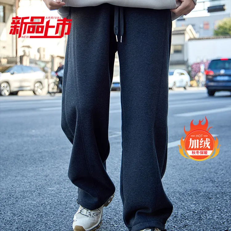 伽伽猫男童潮款裤子童装潮牌大童加绒裤子直筒裤刺绣拼接儿童