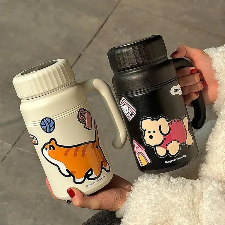 绚青高颜值大容量保冷保温杯女学生水杯便携带把手杯子情侣款冰霸