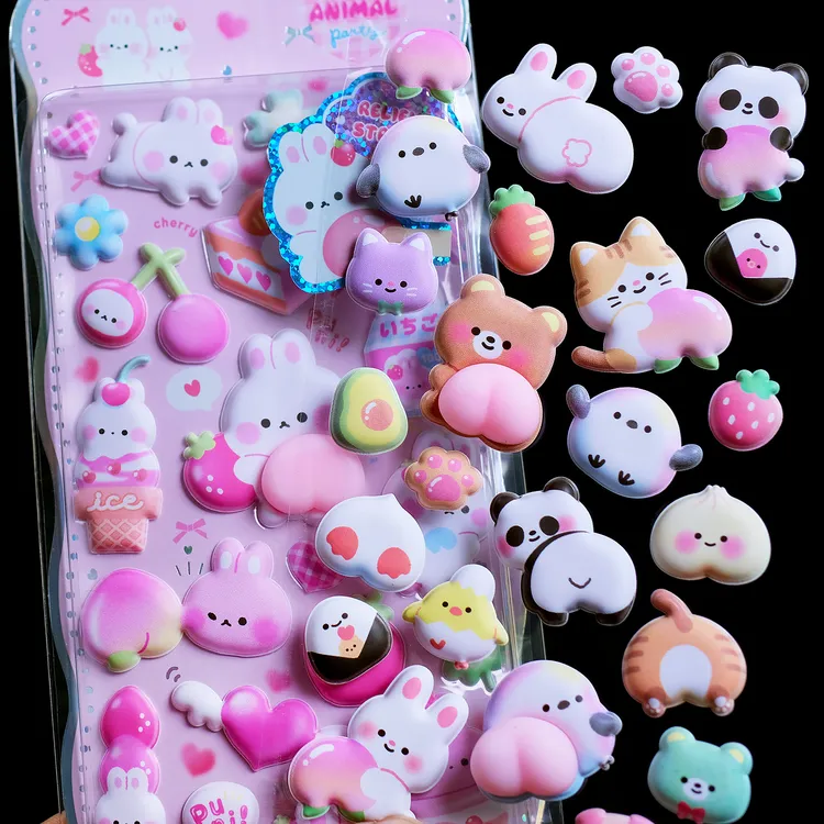 正版趣味软萌可爱小兔屁屁贴纸捏捏乐解压玩具女孩手机壳装饰贴画