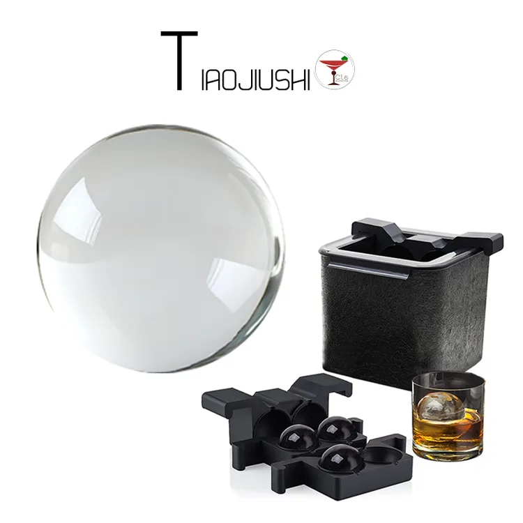 透明大冰球模具威士忌冻冰块盒骷髅头制冰器钻石水晶圆形硅胶冰格