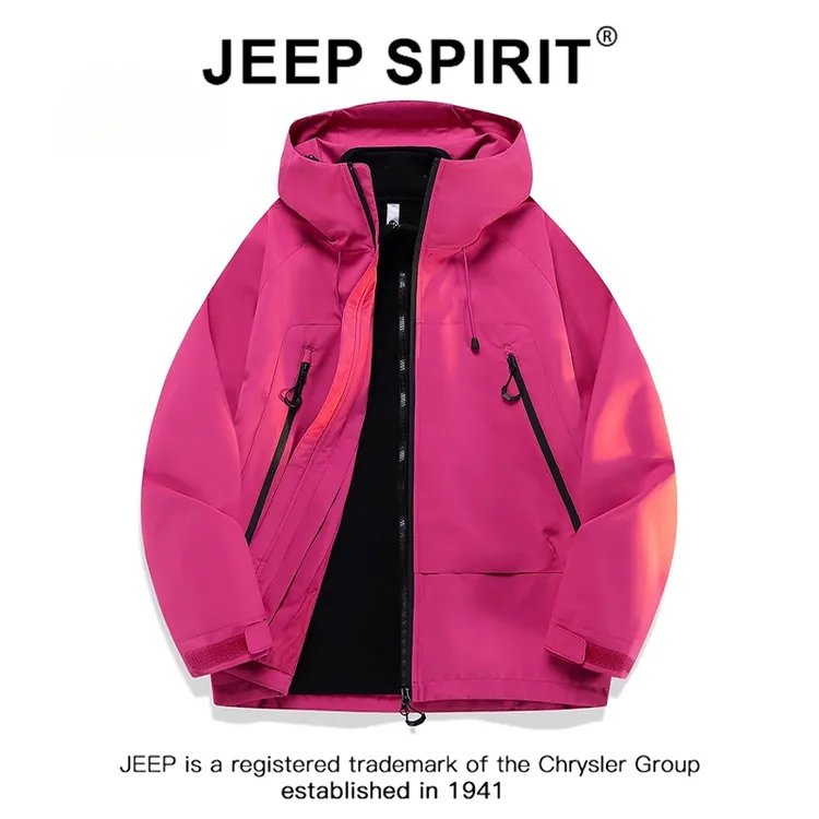 JEEPSPIRIT户外冲锋衣女男三合一2025新款登山服可拆卸内胆防风