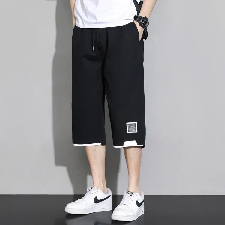 男士夏季七分裤透气薄款短裤直筒裤运动百搭款大码宽松小脚裤休闲