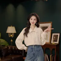 琦琦【玉桂绒雪】欧若风长袖衬衫女时尚休闲宽松上衣YF1103320