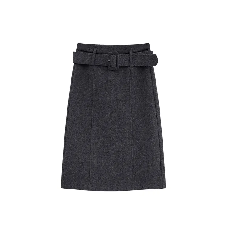 西装毛呢包臀半身裙女装2025冬季新款气质高腰a字裙修身开叉中裙