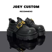 JOEY |【黑金乐福】金属扣黑色魔术贴一脚蹬小皮鞋乐福鞋 7913/22-1